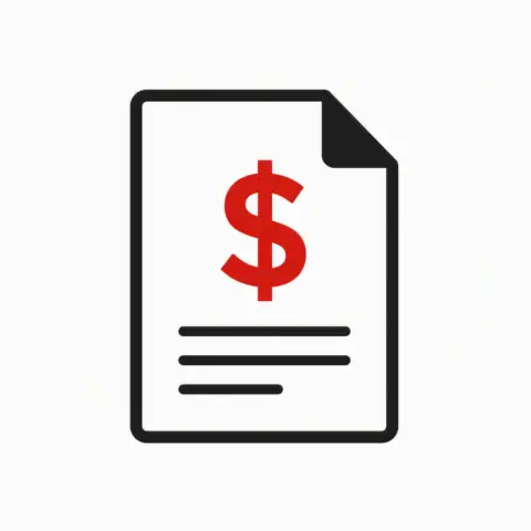 Document icon with red dollar symbol