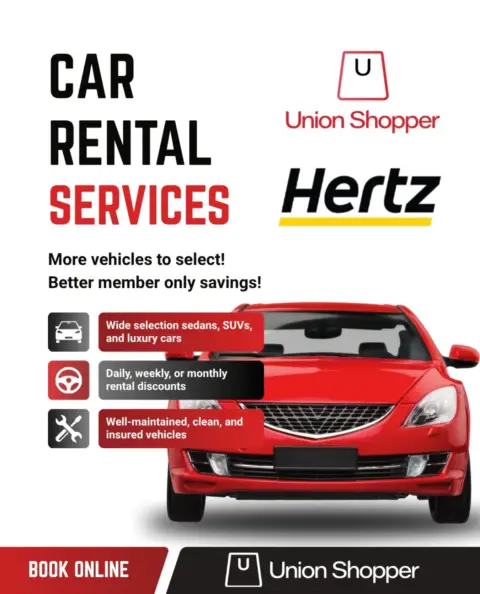 Union Shopper Hertz car rental services advertisement